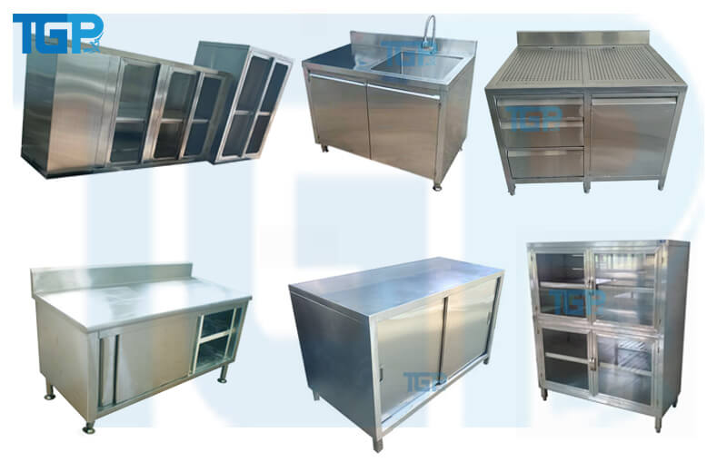 Các loại tủ inox thông dụng trong khu bếp công nghiệp